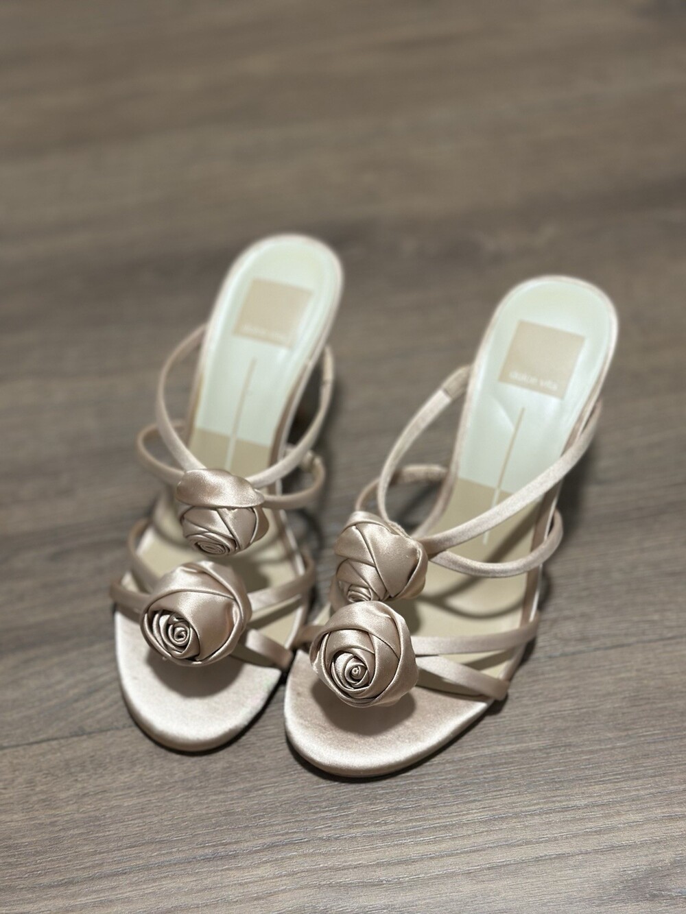 Womens Dolce Vita Linzy Satin Pink Roses Heeled Slide Sandals Size 7